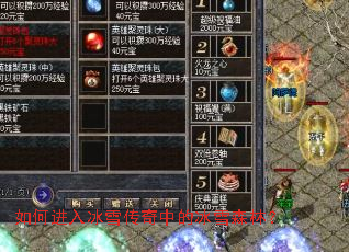 如何进入冰雪传奇中的冰雪森林? 如何进入冰雪传奇中的冰雪森林?